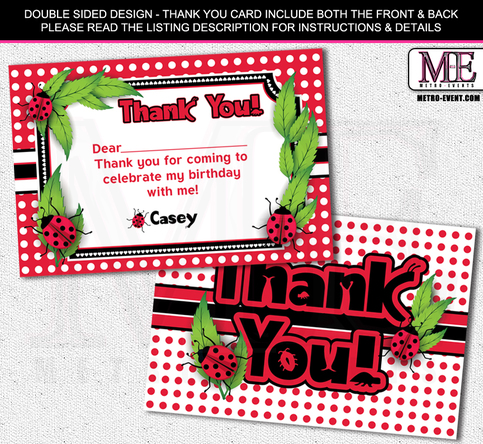 Ladybug Thank You Cards | Metro-Events