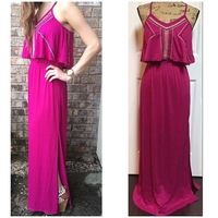 Embroidered Bib Maxi Dress - Thumbnail 3