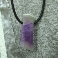Amethyst Stone Pendant - Leather - Thumbnail 1
