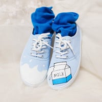 Harajuku lovely milk hand-painted canvas shoes  - Thumbnail 2