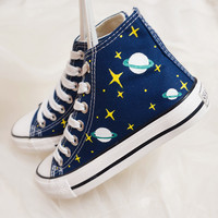 Harajuku galaxy hand-painted canvas shoes - Thumbnail 1