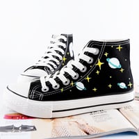 Harajuku galaxy hand-painted canvas shoes - Thumbnail 3