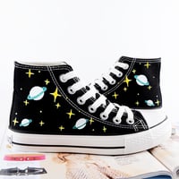 Harajuku galaxy hand-painted canvas shoes - Thumbnail 4