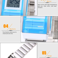 LED Digital Watch Stainless Steel Water resistant - 50m, Alarm, Back Light, Chronograph - Thumbnail 3