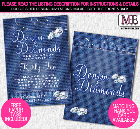 Denim and Diamonds Invitations | Metro-Events