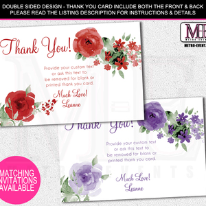 Watercolor, rose thank you cards | metro-events - Thumbnail 1