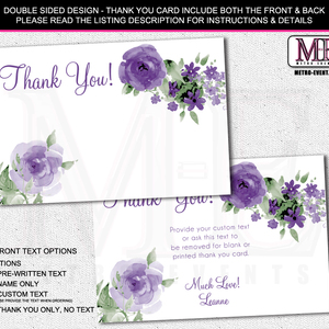 Watercolor, Rose Thank You Cards | Metro-Events - Thumbnail 1