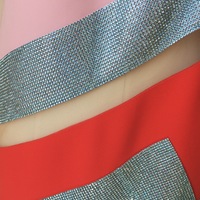 VERSACE Silk & Swarovski Crystal Asymmetric Colorblock Mini Shift Dress - Thumbnail 1