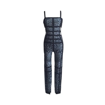 Herve leger "yuna" sundial print bandage jumpsuit