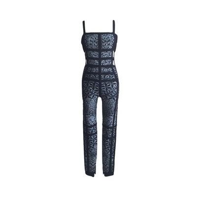 HERVE LEGER "Yuna" Sundial Print Bandage Jumpsuit
