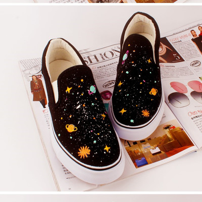 Harajuku galactic cosmic hand-painted canvas shoes
