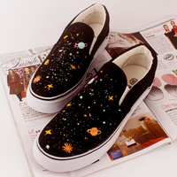 Harajuku galactic cosmic hand-painted canvas shoes - Thumbnail 3