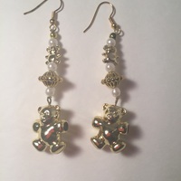 Teddy Bear Beaded Drop Earrings  - Thumbnail 1