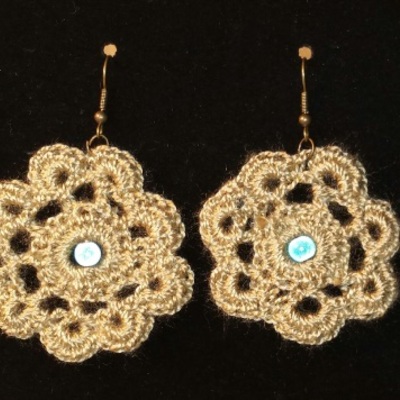 Chamois flower earrings w/ turquoise