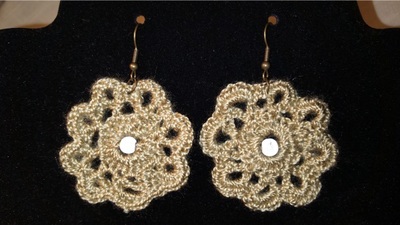 Chamois Flower Earrings w/ White