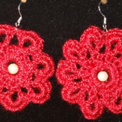 Cherry red flower earrings
