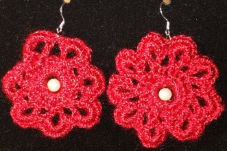 Cherry Red Flower Earrings