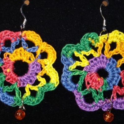Rainbow flower earrings