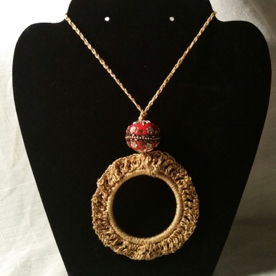 Metallic gold ring necklace