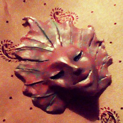  fairy face leaf pendant, ooak fairy, leaflings