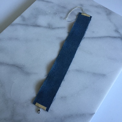 Distressed denim choker