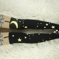 Harajuku Star Moon cat stitching bottoming socks pantyhose stockings - Thumbnail 2