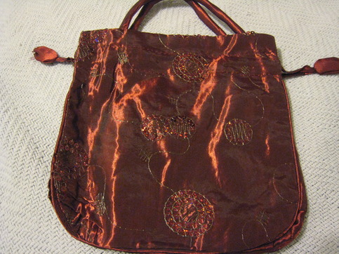 Burgundy Embroidery Handbag