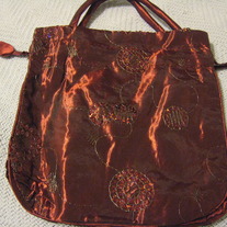 Burgundy Embroidery Handbag
