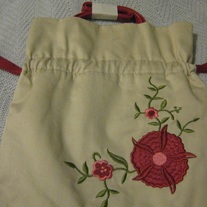 Tan Floral Embroidery Purse