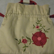 Tan Floral Embroidery Purse