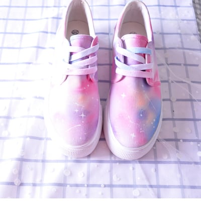 Harajuku pink galaxy painted canvas shoes