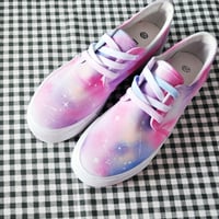 Harajuku pink galaxy painted canvas shoes - Thumbnail 4
