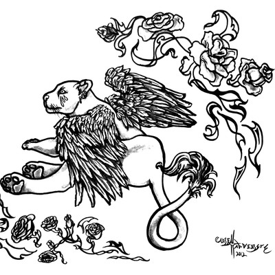 Winged lion coloring poster