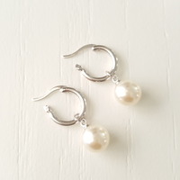 Pearl Dangle Earrings - Bride Earrings - Valentine Gift - Pearl Earrings - Rosegold and Silver Pearl Dangle Earrings - Thumbnail 2