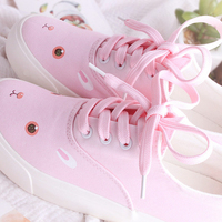Harajuku cute rabbit hand-painted canvas shoes - Thumbnail 1