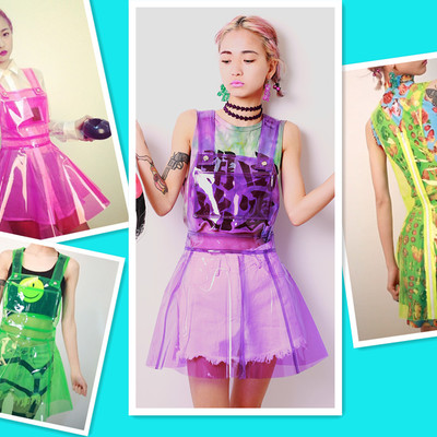 Harajuku neon galaxy suspended skirt