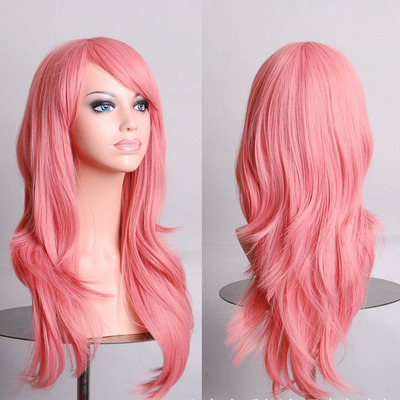 Pink curly wave wig