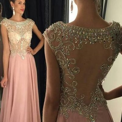 Elegant prom dresses,long prom dresses,cap sleeves prom dresses,see through prom dresses,pretty prom dresses,pd390034