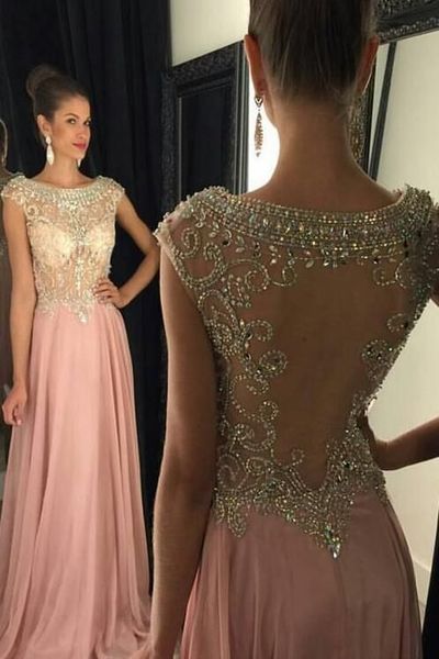 Elegant Prom Dresses,Long Prom Dresses,Cap Sleeves Prom Dresses,See Through Prom Dresses,Pretty Prom Dresses,PD390034