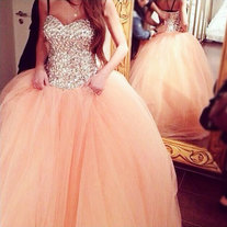 Sweetheart Ball Gown Long Prom Dresses,Sequined Top Formal Gowns, Strapless Prom Dresses,Beading Tulle Prom Dresses,PD390042