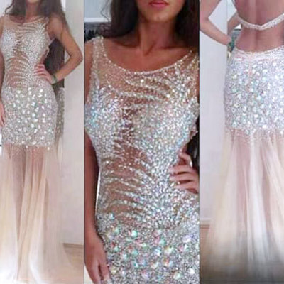 Gorgeous sexy prom dresses,backless evening dresses,floor length prom dress,see through prom dresses,pd390046