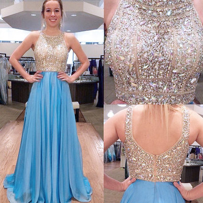 Gorgeous prom dresses,o-neck prom dresses,beading crystal prom dresses,backless prom dresses,floor-length evening dresses,chiffon prom gowns,pd390048