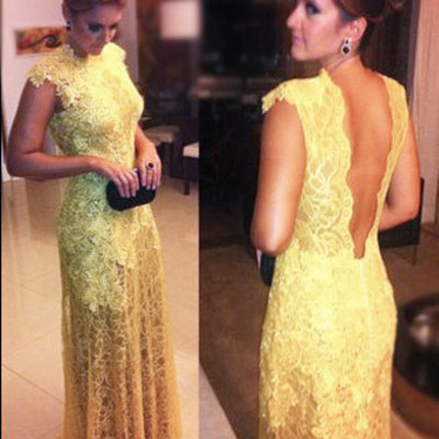 Elegant sexy backless prom dresses,appliques evening gowns,chiffon prom dresses,floor length prom dresses,lace prom dresses,pd390052