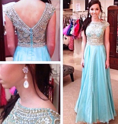 Elegant A Line Prom Dresses,Round Neck Prom Dresses,Long Homecoming Dresses,Chiffon Evening Dresses,Beading Prom Dresses,Party Dresses,PD390061