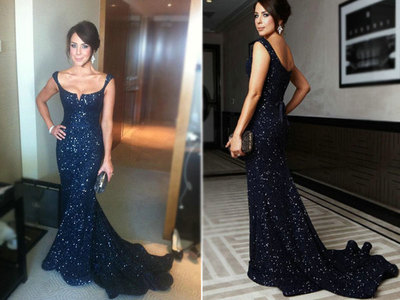 Sparkly Prom Dresses,Sexy Mermaid Long Prom Dresses,Straps Prom Gowns,Beaded Evening Dresses,Backless Evening Gowns,Cocktail Dresses,PD390067