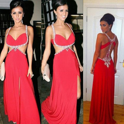 Elegant handmade burgundy prom dresses,floor-length prom dresses,with slit prom dresses,backless evening dresses,pd390070 - Thumbnail 5