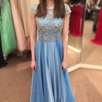 Gorgeous chiffon prom dresses,long evening dresses,beading prom dresses,cap sleeve party dresses,cocktail dresses,pd390076 - Thumbnail 3