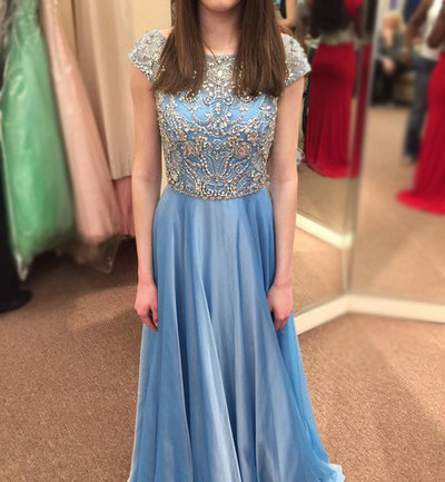 Gorgeous Chiffon Prom Dresses,Long Evening Dresses,Beading Prom Dresses,Cap Sleeve Party Dresses,Cocktail Dresses,PD390076