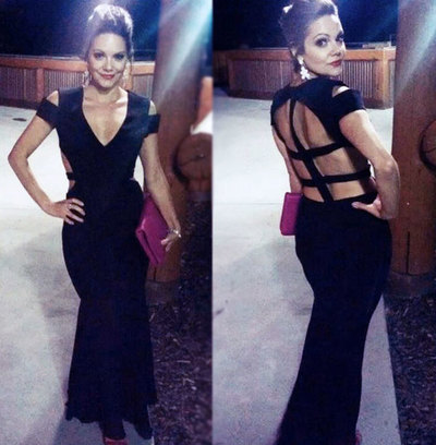 Largos Mermaid Prom Dresses,Sexy V Neck Evening Dresses,Satin Prom Dresses,Dresses For Prom,Formal Dresses,Black Prom Dresses,PD390082