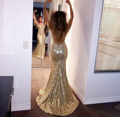 Sparkly High Quality Prom Dresses,Mermaid Prom Dresses,Gold Sequin Prom Dresses,Backless Prom Dresses,Sexy Prom Dresses,PD390083